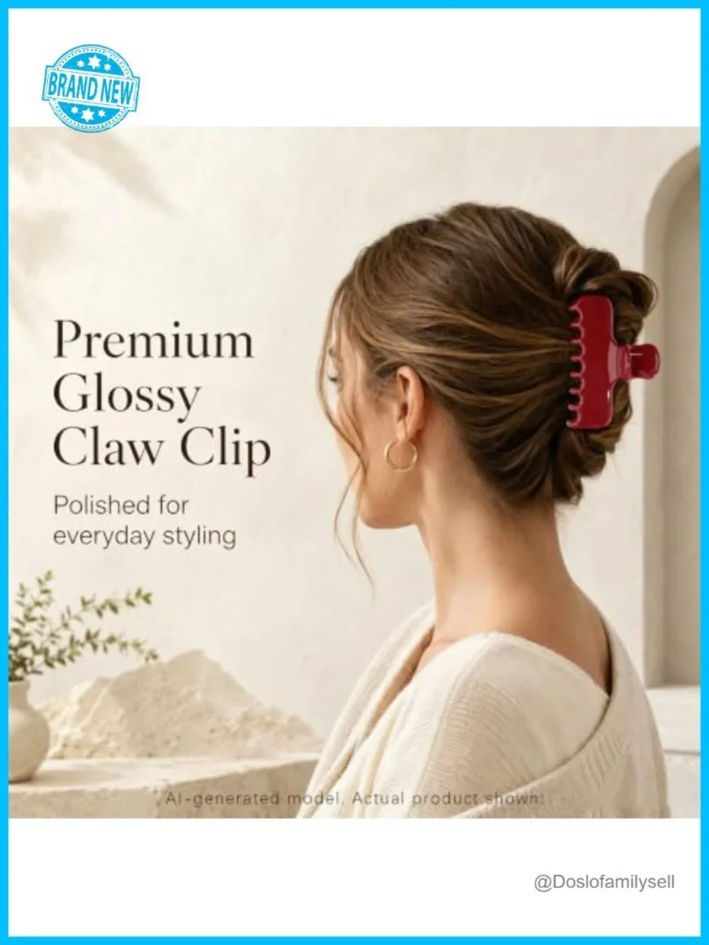 4 Inch Big Hair Claw Clip, Non Slip Strong Hold Square Claw for Updos, Half Up